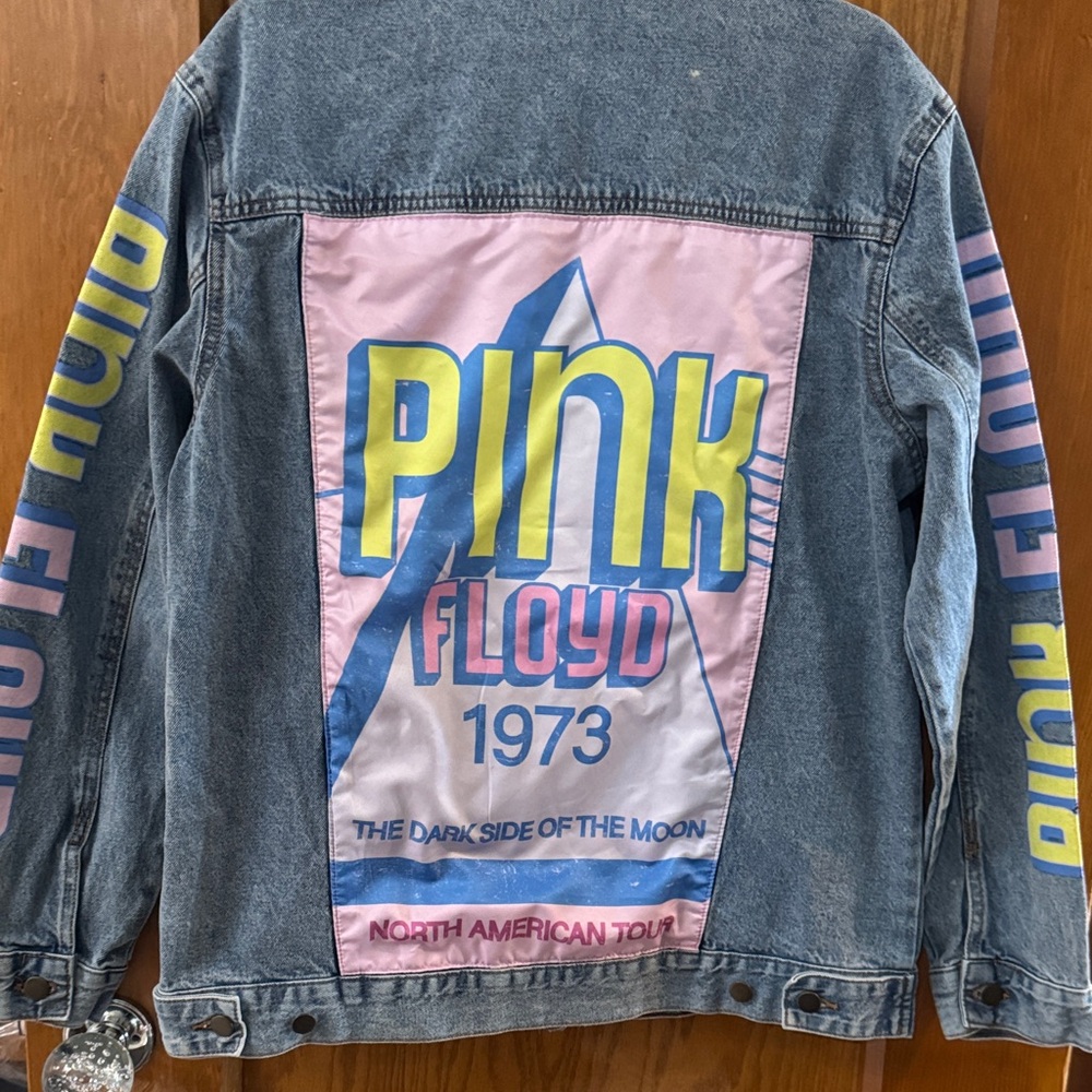 Pink Floyd Denim Jacket with Pink and Yellow Accents